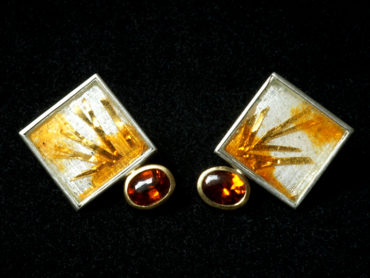 Silber, Gold, Emaille, Mandaringranat