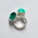 Ring; Silber, Chrysopras, Emaille Weite ca. 58 --- 315,- €