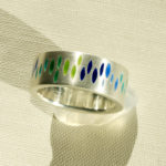 Ring "Navettes blaugrün": Silber, Emaille, 3 St. Weiten 58, 59 und 60 p. St. --- 180,-